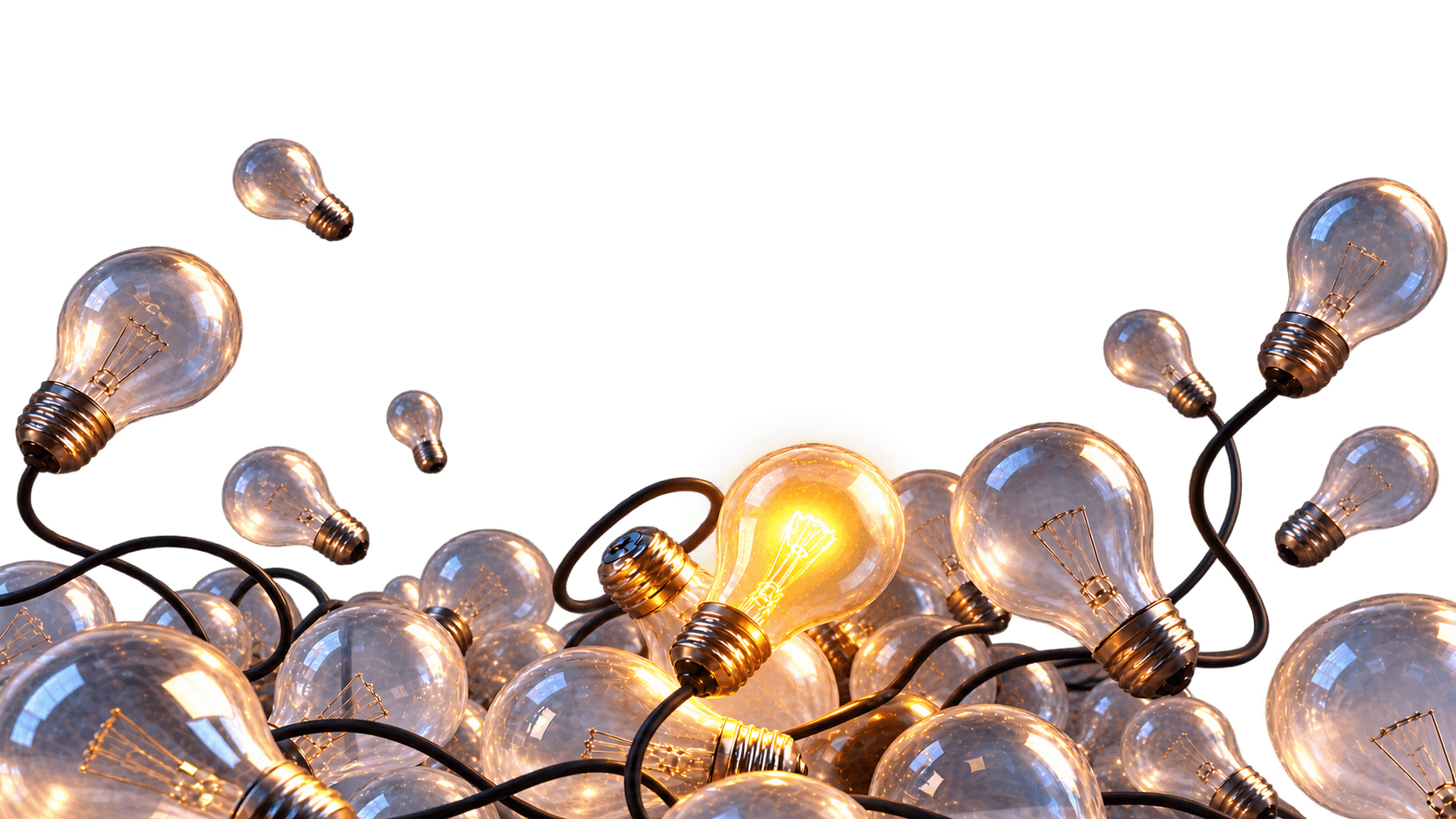A tangle of string lights with warm bokeh