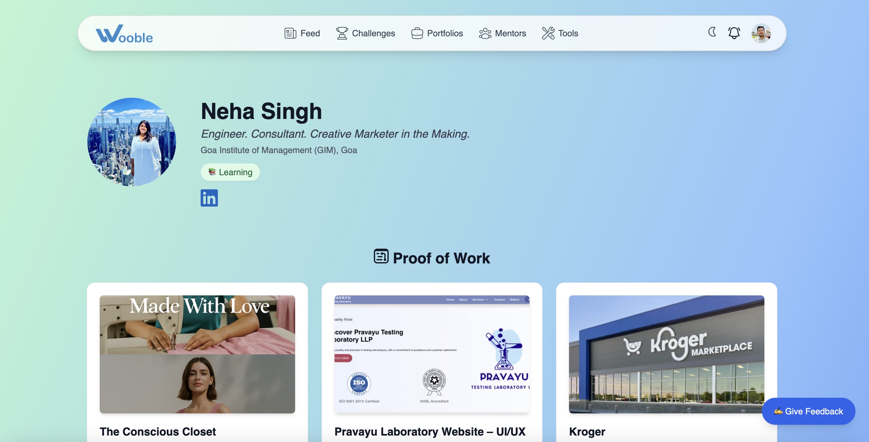 Wooble Portfolio Example