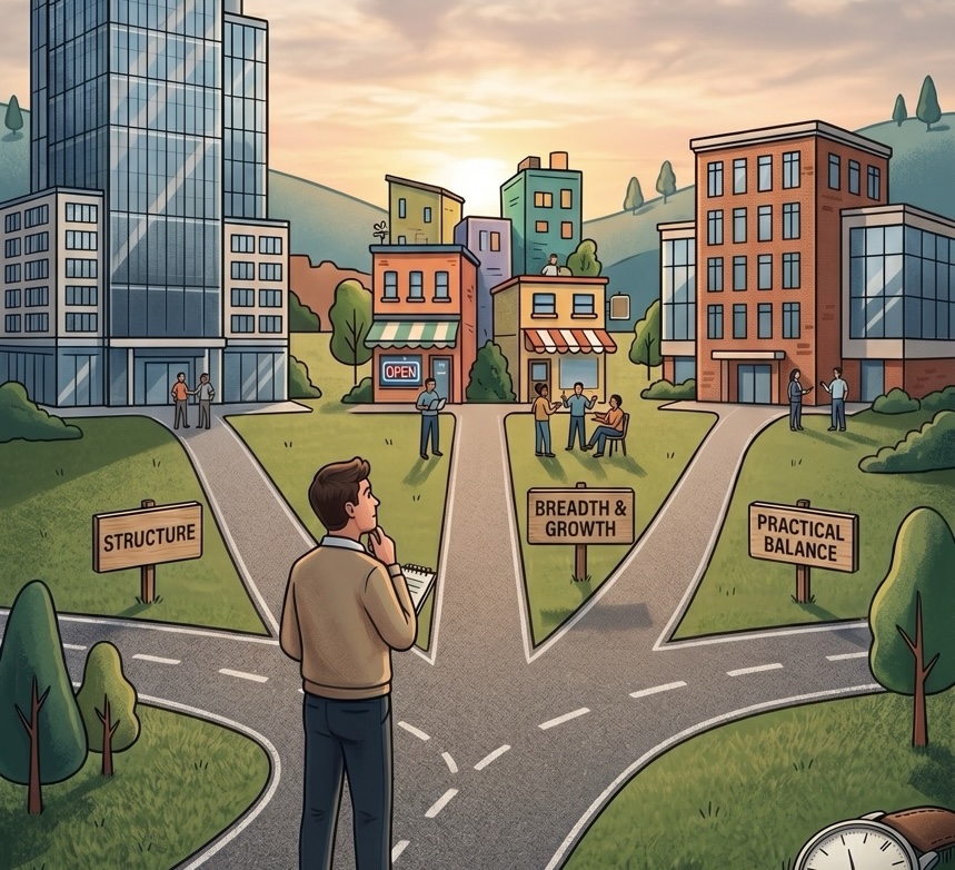 Big Tech vs. Startup vs. Mid-Size: Which Is Right for Your First 3 Years?