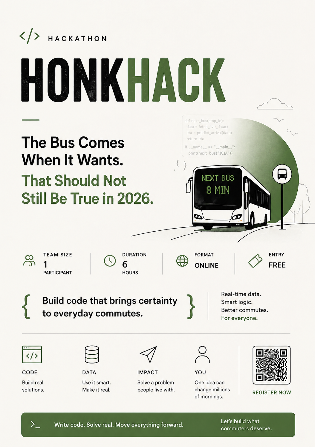 HONKHACK - The Bus Comes When It Wants. Let’s Fix That with Code. hackathon challenge preview